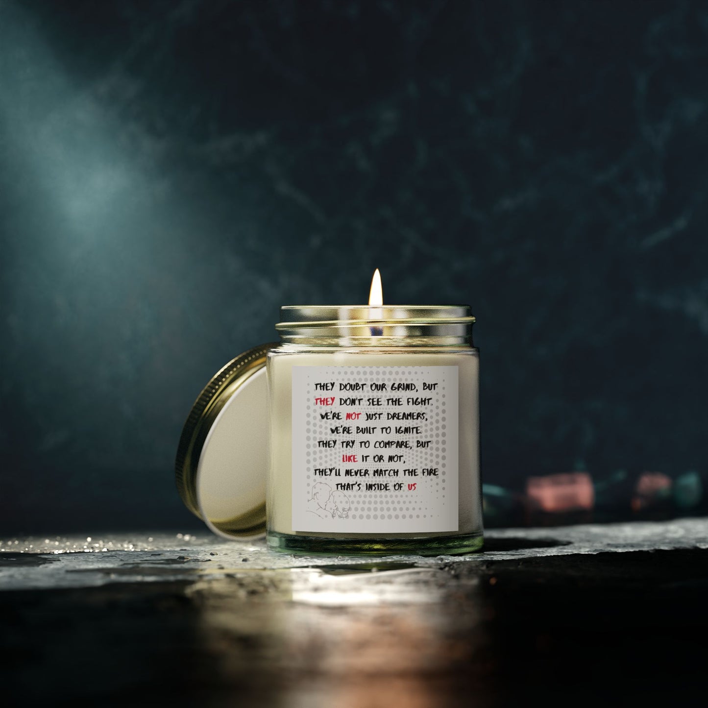 Candle, Coconut Apricot Wax Scented 'They Not Like Us' 4oz