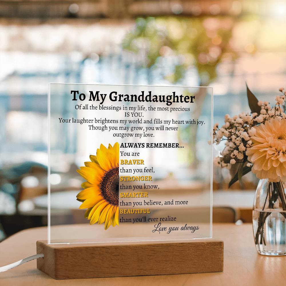 LED Acrylic Plaque - To My Granddaughter: You Are My Greatest Joy and Forever Loved