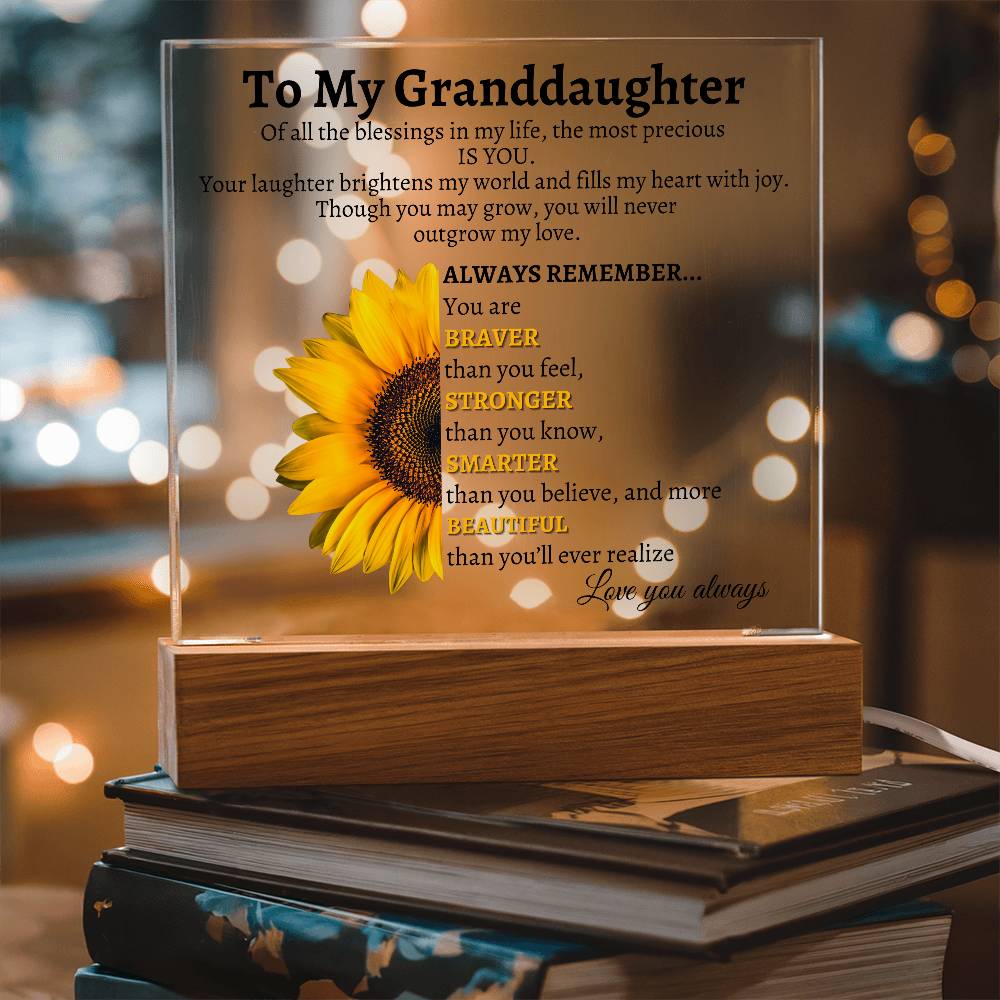 LED Acrylic Plaque - To My Granddaughter: You Are My Greatest Joy and Forever Loved