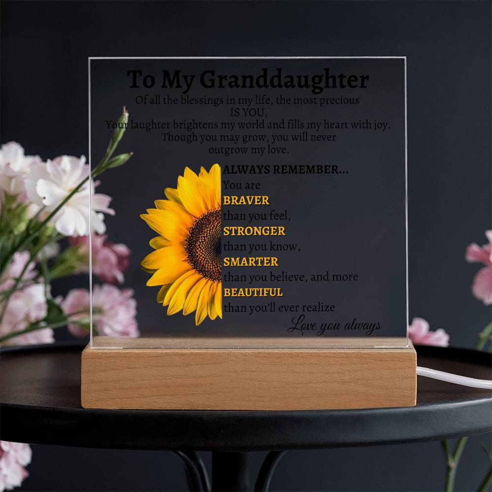 LED Acrylic Plaque - To My Granddaughter: You Are My Greatest Joy and Forever Loved