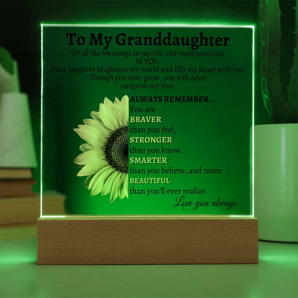 LED Acrylic Plaque - To My Granddaughter: You Are My Greatest Joy and Forever Loved