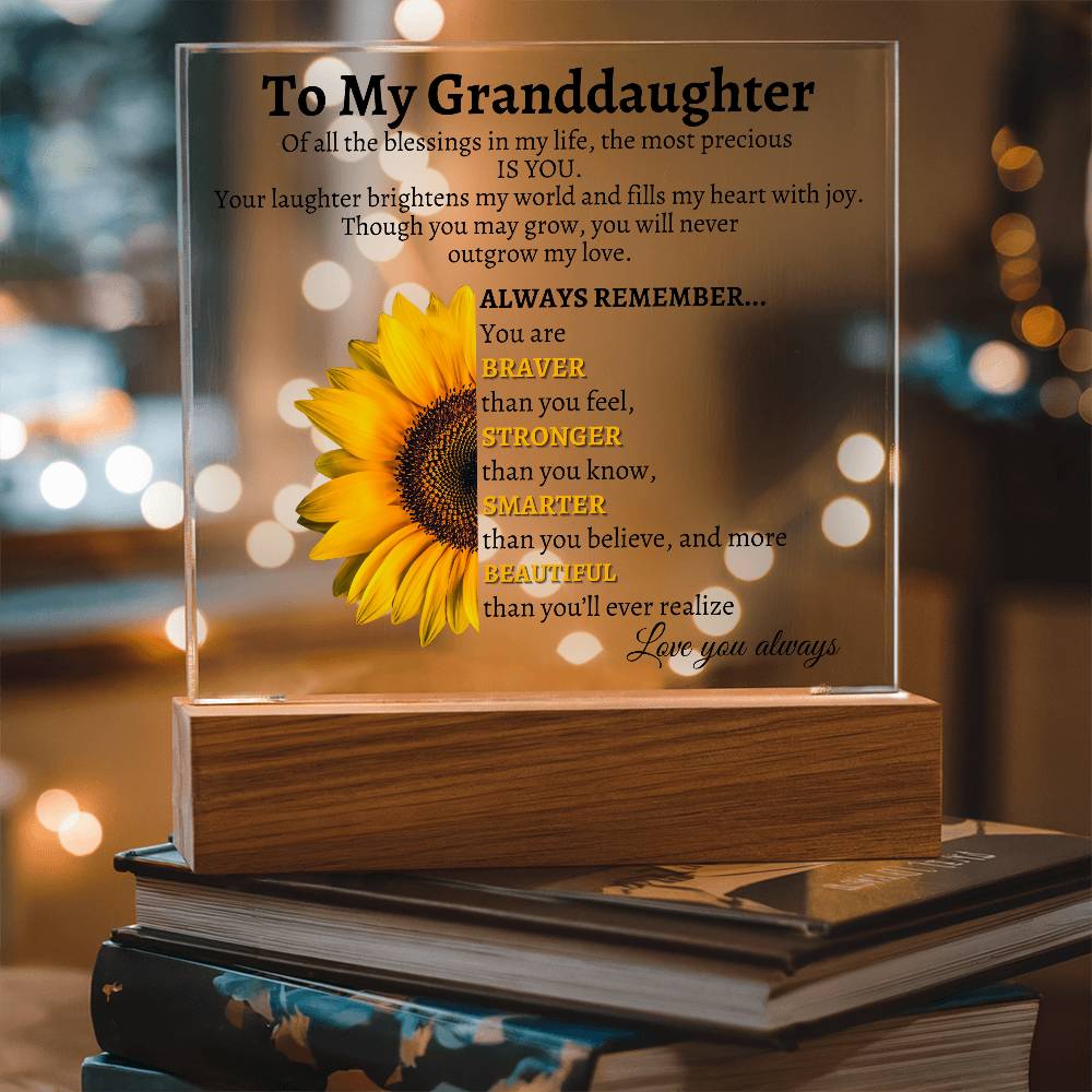 LED Acrylic Plaque - To My Granddaughter: You Are My Greatest Joy and Forever Loved