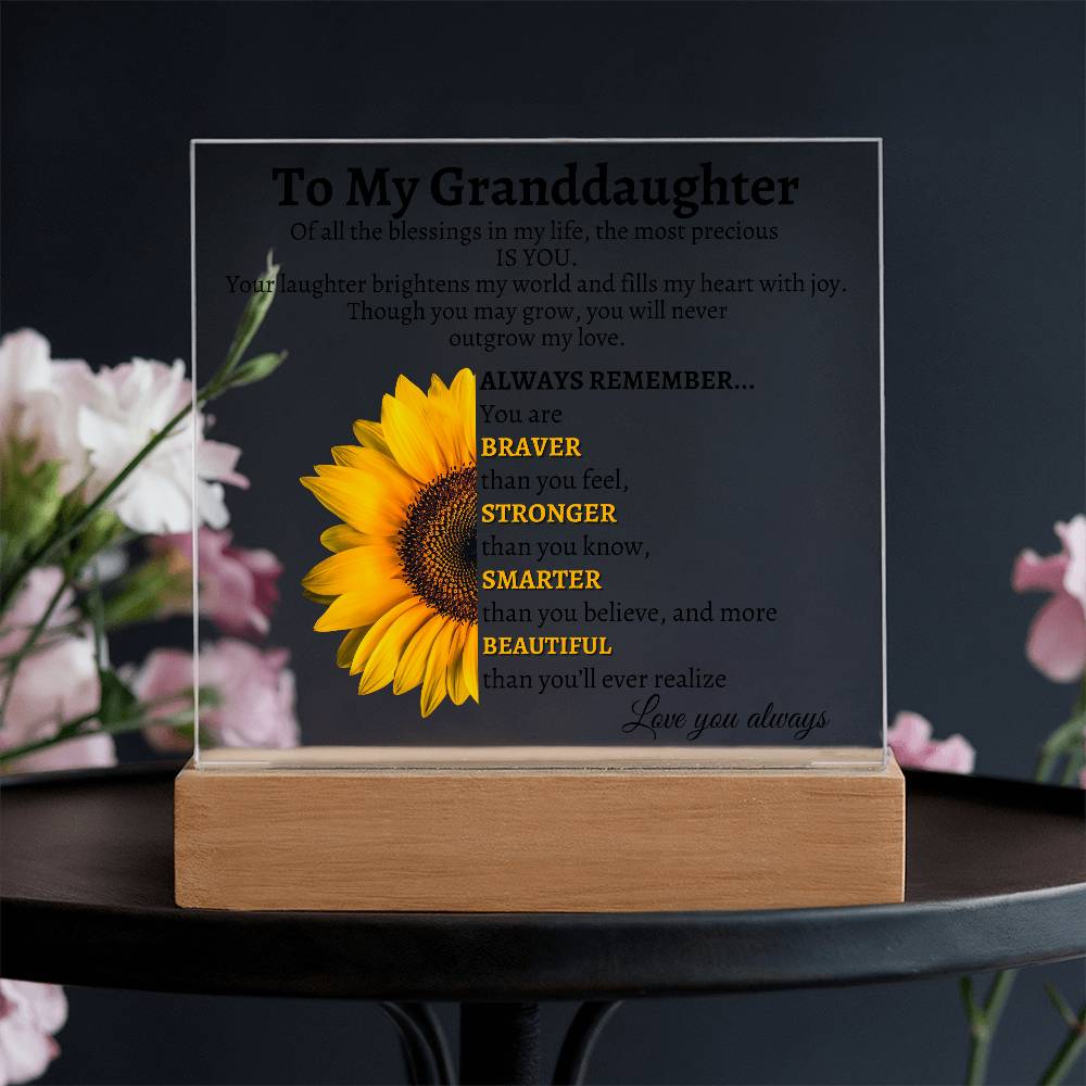 LED Acrylic Plaque - To My Granddaughter: You Are My Greatest Joy and Forever Loved